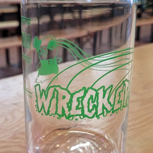 GREEN WRECKER CAN GLASS (2/3 PINT)
